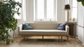 Small stylish pale sofa in modern Scandinavian interior