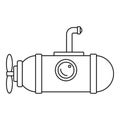 Small submarine icon, outline style