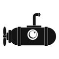 Small submarine icon, simple style