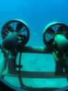 A small submarine propeller at a dive Royalty Free Stock Photo