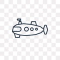 Small submarine vector icon isolated on transparent background,