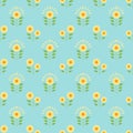 Small sunflower feild seamless pattern vector background