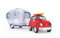 small surfing car travel with trailer Royalty Free Stock Photo