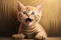 small surprised kitten with an open mouth. Generative AI Royalty Free Stock Photo
