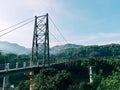 A small suspension bridge in the countryside on the island of Java, Indonesia