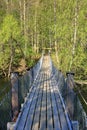 small suspension footbridge over a small river in norway Royalty Free Stock Photo