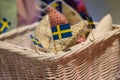 Small swedish flag, made of paper. Christmas Charity Bazaar, organised by The International Women`s Club of Riga.