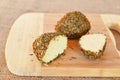 Small Swiss hard cheese balls Belper Knolle made from cow`s milk