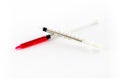 Small syringe on white background,small syringe for pet hospital Royalty Free Stock Photo