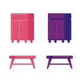 Small table with drawer vector illustration with pink and purple color,