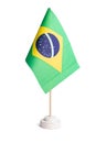 Small table flag of Brazil isolated on white Royalty Free Stock Photo
