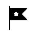 Small table flag with star vector icon. Black and white desk flag illustration. Solid linear business icon. Royalty Free Stock Photo