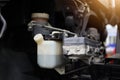 Small tank, plastic, engine oil, truck brake fluid