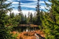 Small tarn called Vysne Rakytovske pliesko in High Tatras mountains at Slovakia Royalty Free Stock Photo