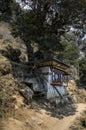 Temple along the footpath to the Tiger Nest, Paro, Bhutan Royalty Free Stock Photo