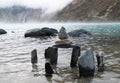 Small temple of rocks within the Gokyo Lake Royalty Free Stock Photo