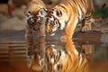 Small tiger cubs reflected Royalty Free Stock Photo