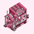 Small Tiny house. Modern Mobile Trailers. Vector Illustration.