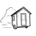 Small tiny house on wheels, trailer hut, wheeled wee cabin