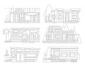 Small Tiny Houses. Modern Mobile Trailers. Vector Icons Illustration.