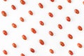 Small tomatoes cherry top view. Grape tomato pattern on white background