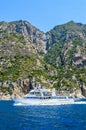 A small tourist ship near Athos peninsula Greece