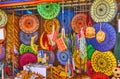 Handmade souvenirs and umbrellas in Htilominlo Temple market, Bagan, Myanmar