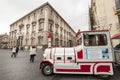 Small tourist train wagon sightseeing. Catania, Sicily. Italy Royalty Free Stock Photo