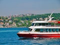 Small touristic red cruise ship Royalty Free Stock Photo