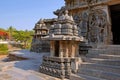 Small towers and dwarapla at South entrance, Hoysaleshvara Temple, Halebid, Karnataka