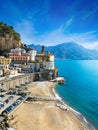 Small town Atrani on Amalfi Coast in province of Salerno, in Campania region of Italy Royalty Free Stock Photo