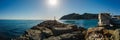 Panoramic landscape view of Avalon harbor break on Catalina island Royalty Free Stock Photo