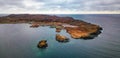 Small Town, Coast on East Coast of Atlantic Ocean. Aerial Nature Background. Royalty Free Stock Photo