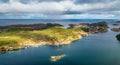 Small Town, Coast on East Coast of Atlantic Ocean. Aerial Nature Background. Royalty Free Stock Photo