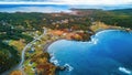 Small Town, Coast on East Coast of Atlantic Ocean. Aerial Nature Background. Royalty Free Stock Photo