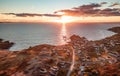 Small Town, Coast on East Coast of Atlantic Ocean. Aerial Nature Background. Royalty Free Stock Photo