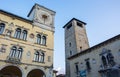 the clock tower and the town hall in Piazza del Duomo in Belluno Royalty Free Stock Photo