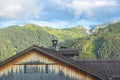 Wooden roof of a house in the mountains Royalty Free Stock Photo