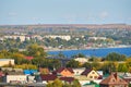 Small town with houses, factories and trees top view Royalty Free Stock Photo