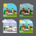 Small town landscape in flat style Royalty Free Stock Photo