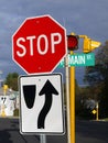 Small town: main street road signs Royalty Free Stock Photo