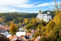 Small town and medieval castle Rozmberk nad Vltavou, Czech Republic Royalty Free Stock Photo