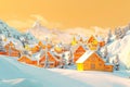 A small town in the mountains with houses and trees covered in snow with Generative AI Royalty Free Stock Photo