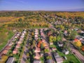Small Town New Eveleth, Minnesota in Autumn seen by Drone Royalty Free Stock Photo