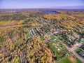 Small Town New Eveleth, Minnesota in Autumn seen by Drone Royalty Free Stock Photo