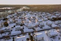 In this small town in New Jersey, residential housing complexes have their roofs dusted with snow after a severe