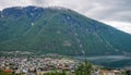 The small town Ovre Ardal and lake Ardalsvatnet. Royalty Free Stock Photo