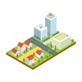 Small town quarter isometric icon