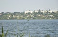 a small town on the shore of a lake or other body of water