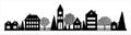 Small Town silhouette skyline horizontal banner black and white vector